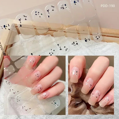 1PC Gel Nail Sticker Patch Slider Flower Gradient Color Back Glue Full Cover Waterproof Gel Nail Sticker UV Lamp Curing Manicur