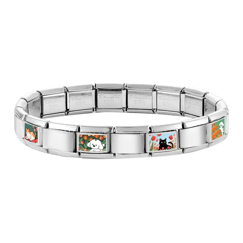 Y2K Cute Funny Sofa Cats Dogs Italian Charm Fit 9mm Stainless Steel Women DIY Bracelet Drop Shipping Fashion Jewelry Wholesale