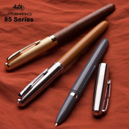JINHAO 85 Metal/Wood Fountain Pen Golden Cap Extra Fine Nib Ink Pen Office School Supplies Stationery Pens for Writing