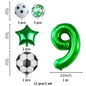 11 Pcs Football Theme Party Decoration balloon Set Birthday and Anniversary Number123456789 Green balloon for Champions Cup