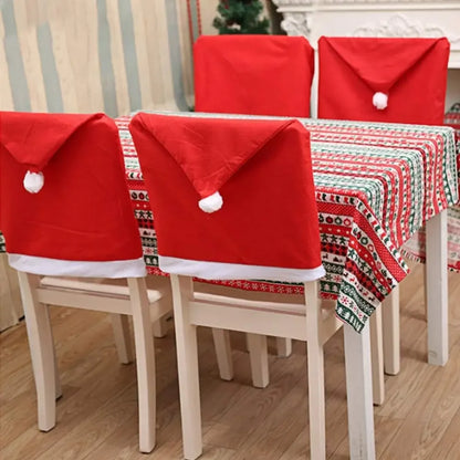 Santa Hat Chair Cover Red Non-woven Chair Back Cover Xmas Table Decoration Dining Chair Protector Christmas Party Supplies