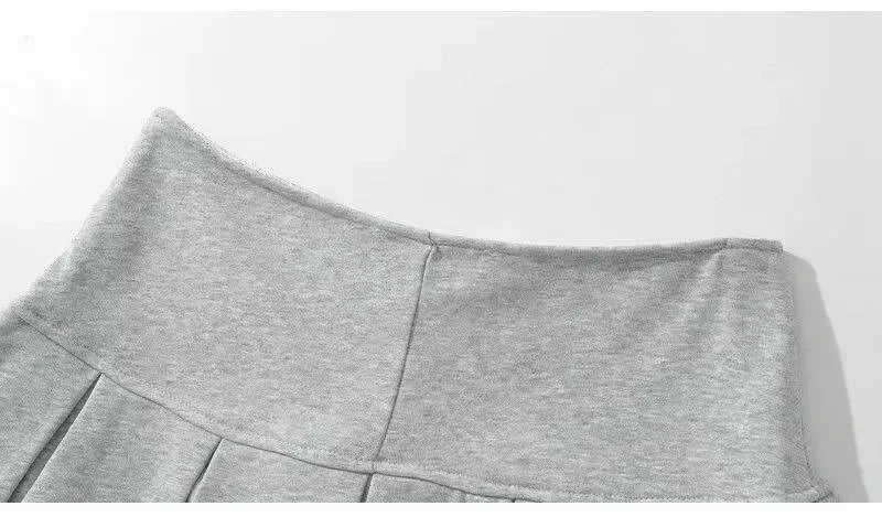 Fabric Y2K Mini Skirt Women Low Waist Wide Pleat Light Grey Sexy Vintage A-line Pleated Skirt Casual Skort Summer