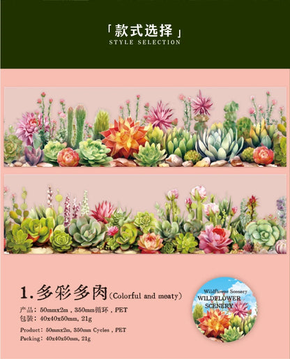 50mm*2m Plant flower landscape PET Tapes Creativity Scrapbooking Hand Account Adhesive hand made Diy Junk Journal Craft Supplies