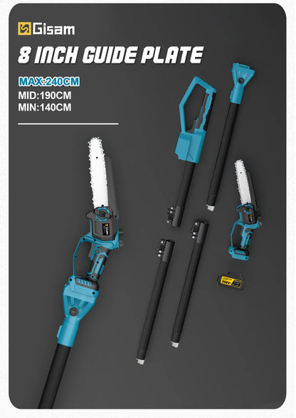 Gisam 2in1 Brushless Telescoping Pole Electric Chainsaw Cordless Garden Pruning Tool High Branch Saw for Makita 18V Battery Pin
