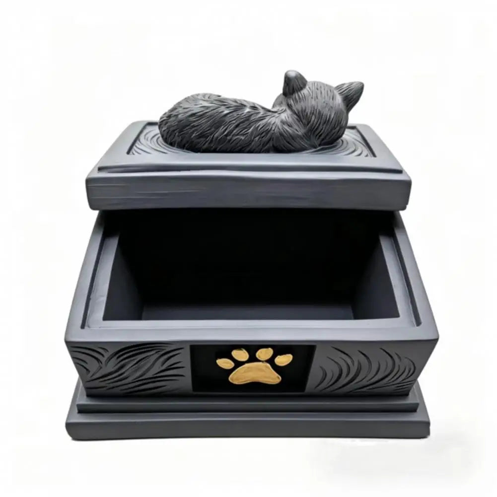Sleeping Cat Pet Urn Cats Dogs Memorial Cremation Keepsake Urn Pet Ash Holder Container Box Pet Loss Sympathy Gift