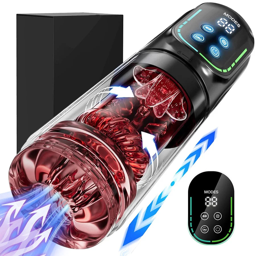 Automatic Male Masturbation Cup Thrusting Rotation Male Masturbator Sucking Licking Vacuum Penis Pump Real Pocket Pussy Sex Toys