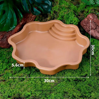 Turtle Bathing Pool, Reptile Feeding Dish Water Pot, Landscape Fish Tank Decoration,Turtle Bath Pool for Aquatic Climbing Pet