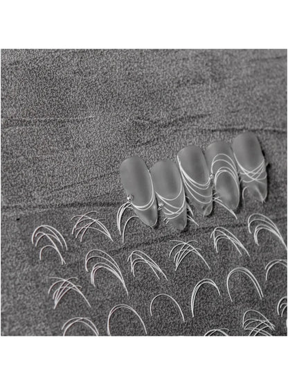 Embossed Nails Sticker 5D Japanese Retro Nail Art Stickers White French Line Adhesive Nail Art Sliders DIY Manicure Decor Decals
