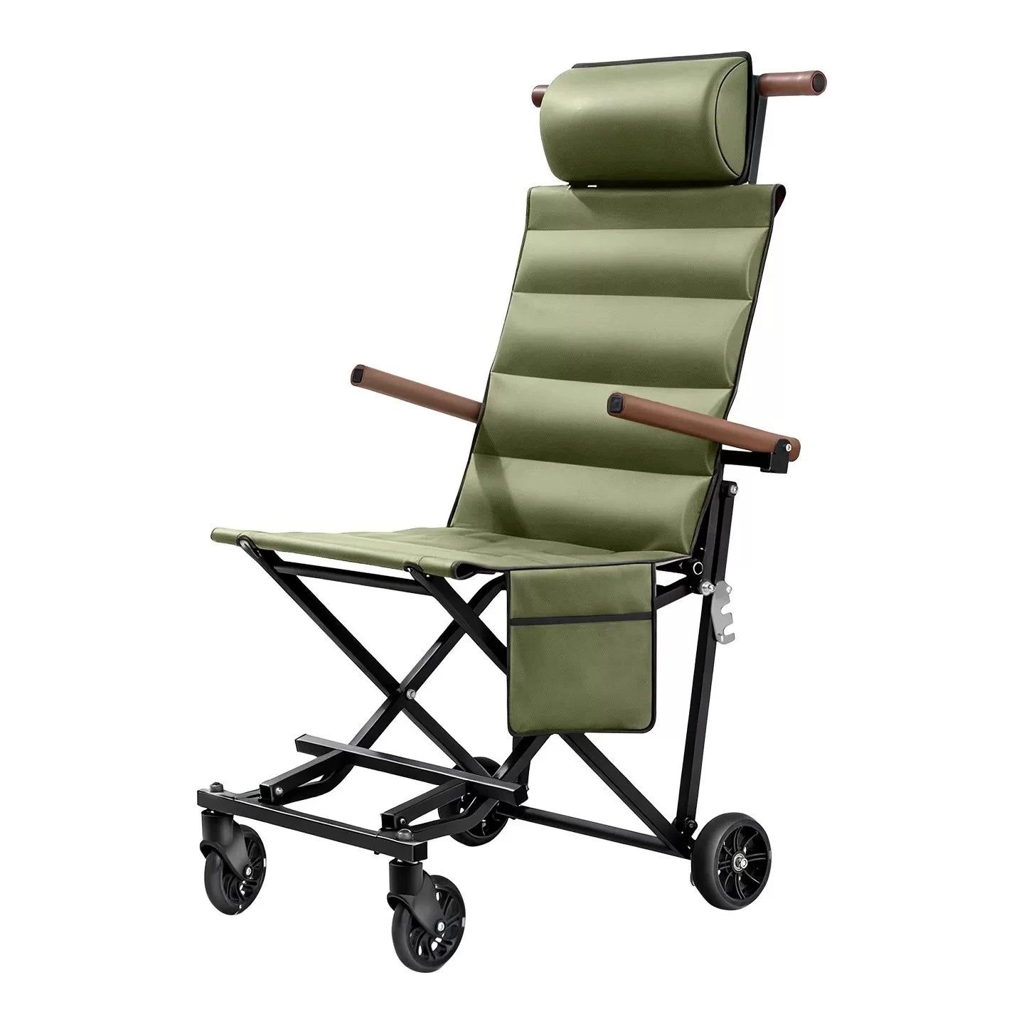 Portable Folding Travel Trolley for Elderly, Light‑Weight Recliner Cart, Multi‑Purpose Sit‑able for Car Trip & Outdoor Travel