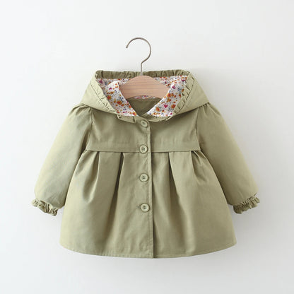 Baby Girl'S Winter Cute Solid Color Girl'S Jacket Sweet Beauty Baby Floral Hooded Jacket Long Sleeved Jacket (0-3 Years Old)