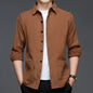 New Men Casual and Fashionable Long Sleeved Workwear Shirt Solid Color Comfortable and Breathable Versatile Top for All Seasons