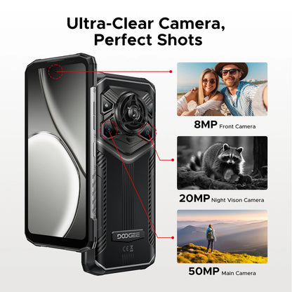 DOOGEE Blade20 Pro Rugged Phone 125dB Speaker Gemini AI 11800mAh Battery 6.6'' Display Android 15 Global Version Smartphone NFC