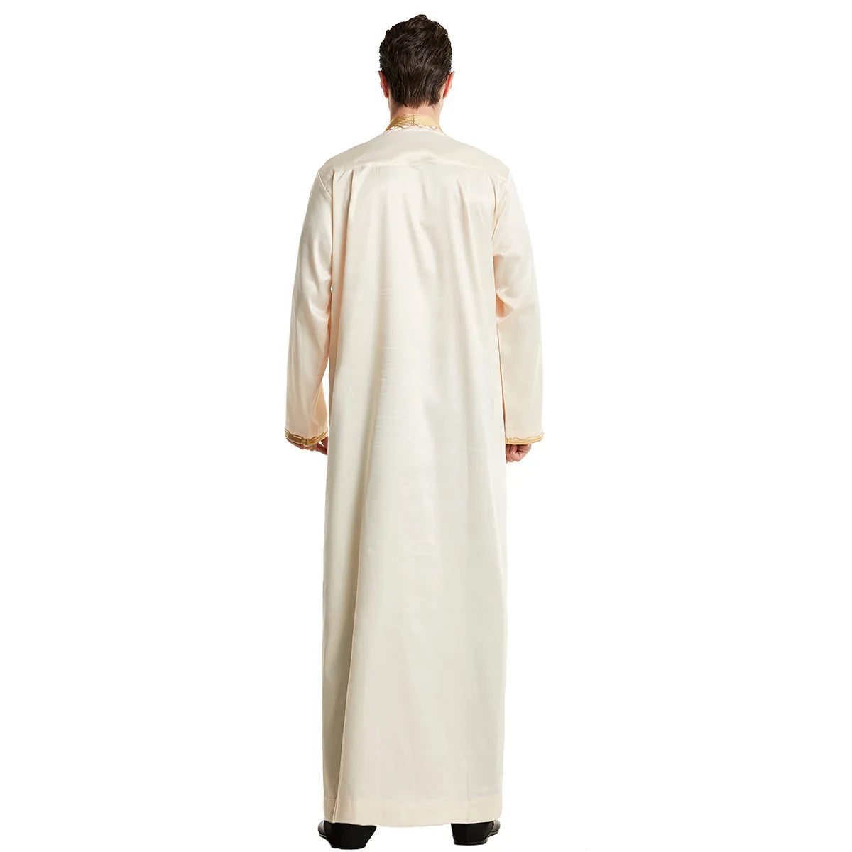 Muslim Men Clothing Kaftan Robes Long Sleeves Stand Collar Eid Thobe Kurta Arab Turkish Dress Dubai Islam Habit Ethnic Leisure
