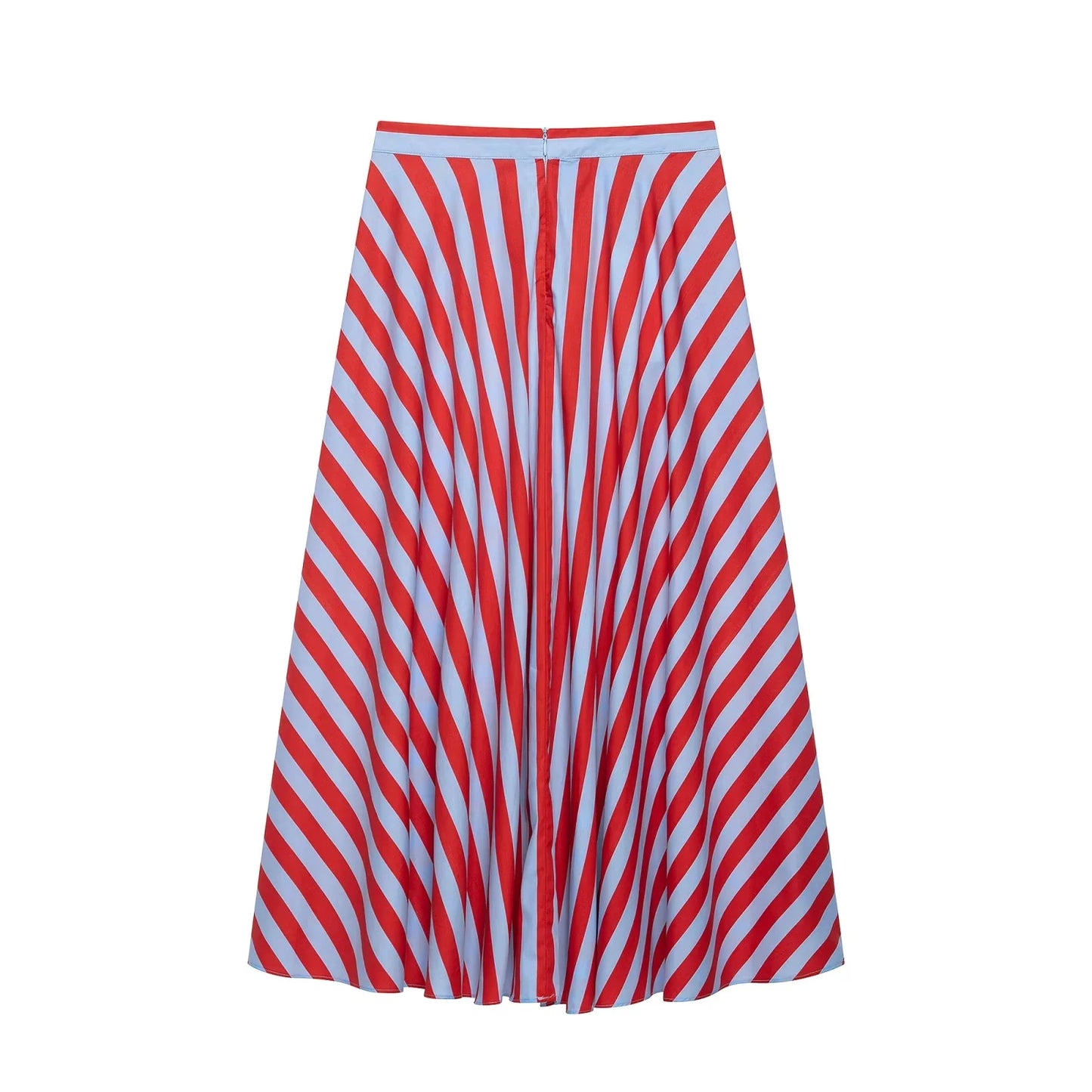 KONDALA Holiday Casual Chic Women Long Skirt Striped Zipper A-Line Draped Skirt Fashion 2026 Summer Fall Night Out Party Skirt