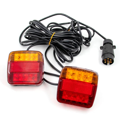 1Set 12V Universal 16 LED Rear Towing Trailer Tail Light 10m Cable 7 Pin Brake Stop License Number Plate Lamp Waterproof Lights