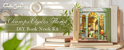 CUTEBEE Book Nook DIY Building Kit with Laser-Cut Precision Pieces 3D Wooden Puzzle  Collectible Desk Home Decor for Gift Idea