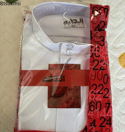 New Islamic Kaftan Children Jubba Thobe Muslim Boys Abaya Kids Burqas White Arab Stand Collar Long Sleeved Robe Muslim Fashion