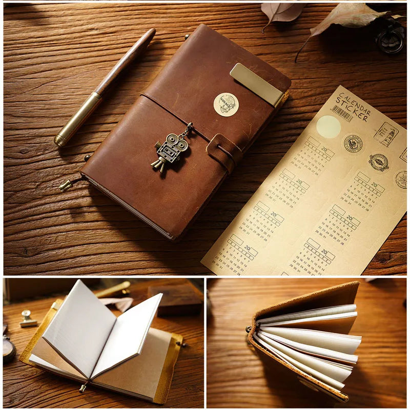 Fromthenon Leather TN Travel Notebook Handbook Diary First Layer Cowhide Diary Handbook Notes Handmade Loose-leaf Notebook