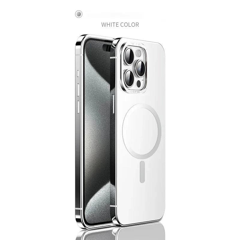 For iphone 16 15 Pro Max Case Raw Titanium Magnetic MagSafe wireless charge Metal frosting Original color protective back cover