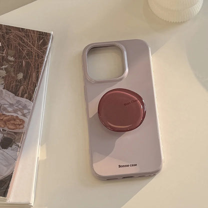 Korean INS Cute Solid Color Phone Case for iPhone 17 16 15 14 13 12 Pro Max Shockproof Protection Back Cover with Bracket