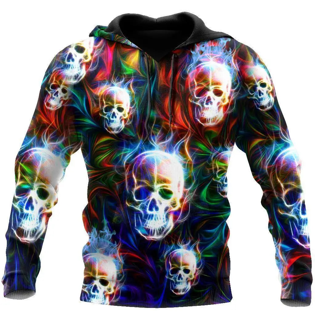 Dark  Red Skull Tattoo 3D All Over Printed Men's Hoodie & Sweatshirt Spring and  Autumn Unisex  Hoodies Casual Sportswear