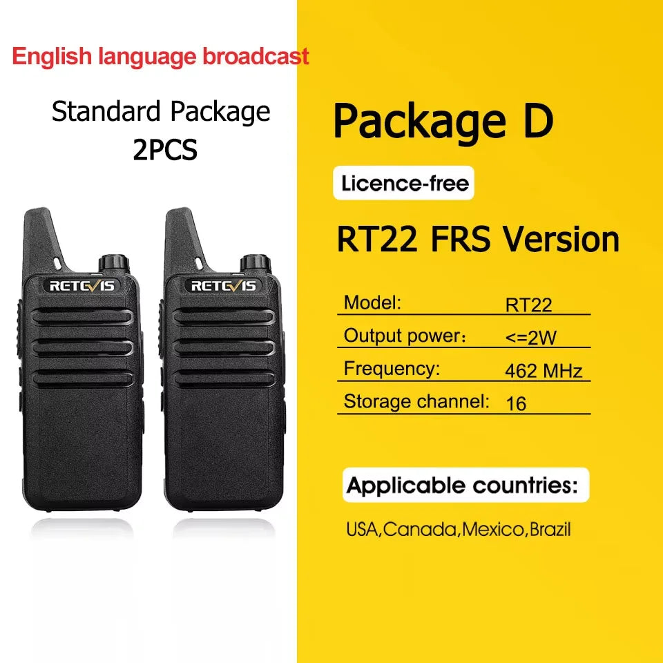 Retevis RT622 Mini Walkie Talkie 2pcs PMR446 Portable Two-way Radio PTT Walkie Talkies Communication Radio for Restaurant Hotel