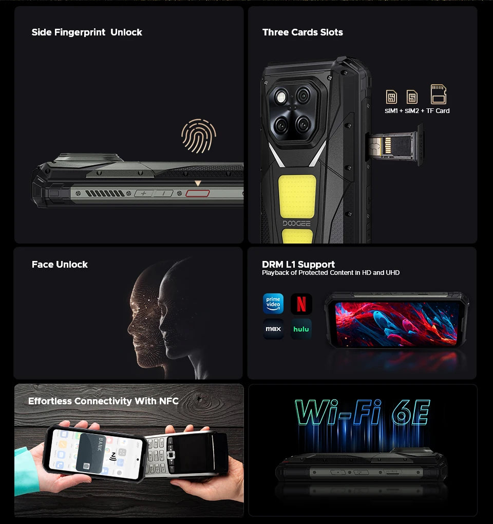 World Premiere DOOGEE V Max Play 5G Projector Rugged Phone 20500mAh Dual Camping Lights Dimensity 7300 16GB+512GB NFC Smartphone