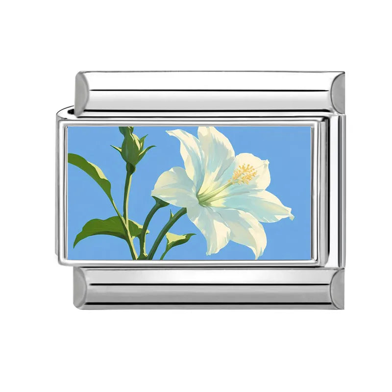 2025 Women's Fashion Colorful Flowers Oil Painting Style Series Italian Charms Fit 9mm Stainless Steel Bracelet DIY Jewelry Gift