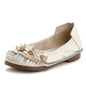 Vintage Flower Moccasins Woman Genuine Leather Ballet Flats Ladies Hollow Slip Ons Women's Luxury Loafer Purple Walking Shoes 42