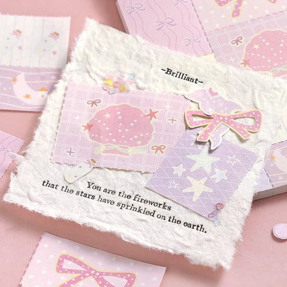50sheets Dreamy Town Series Kawaii Ins Cute Handbooks Decoration Message Notes DIY Handmade Scrapbook Aesthetic Supplies