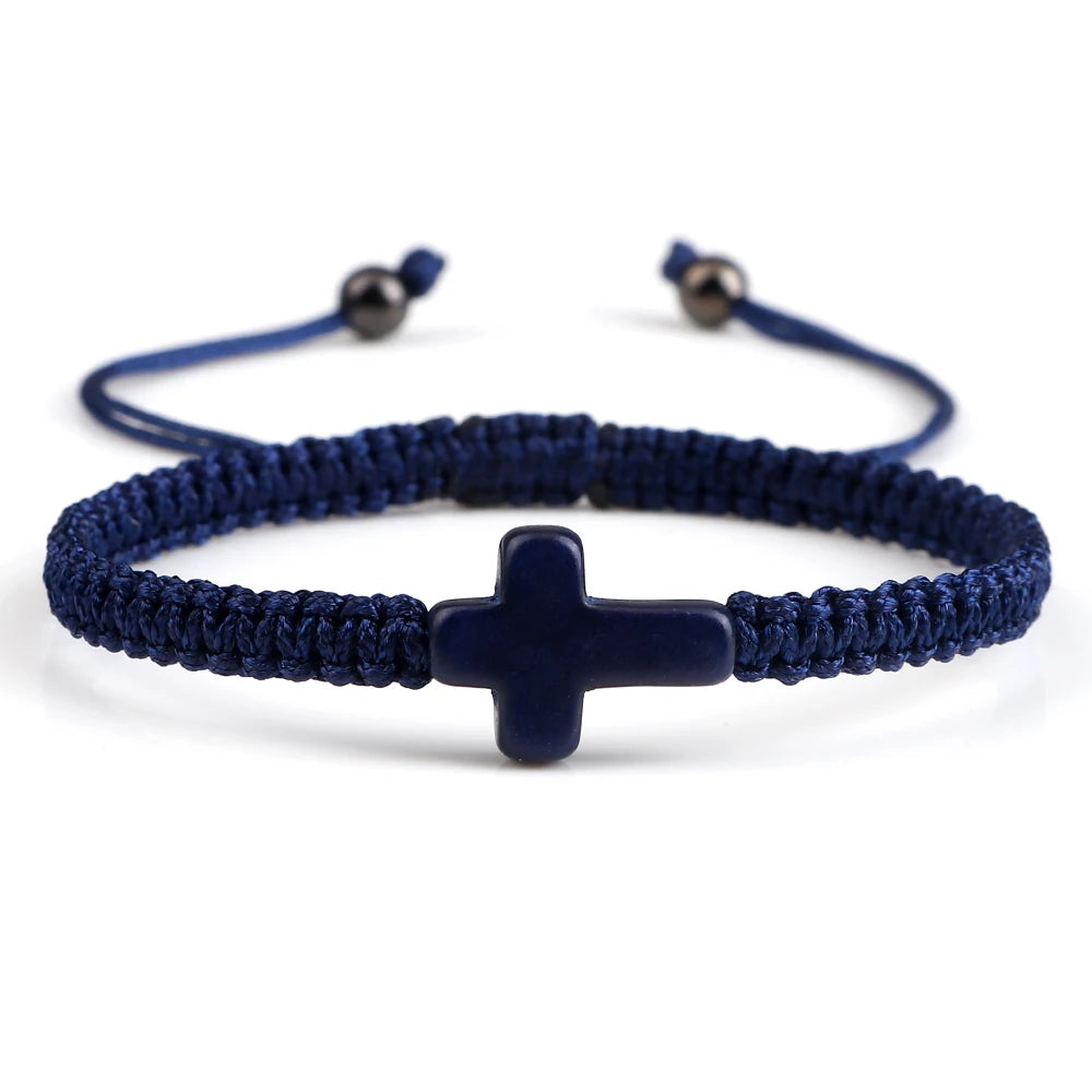 Hand Woven Jesus Cross Bracelet For Men Women Red Black Thread Braided Lucky Bracelet Fashion Couple Bracelet Friendship Jewelry