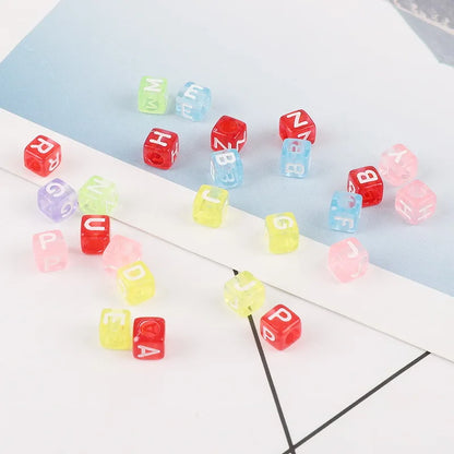 Hot! 100Pcs/Lot 6mm Mixed Many Kinds Acrylic Cube Square Number&Alphabet Letter Beads for Bracelet Necklace Jewelry Making DIY