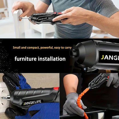 JANGKLIFE Electric Screwdriver Battery Rechargeable Cordless Screwdriver Powerful Impact Wireless Screwdriver Drill