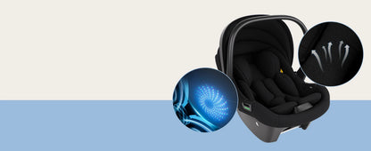 Babyvoyage Black Baby Car Seat with Isofix Base Station UPF45+ Sun Protection Comfortable Breathable Mesh I-Size Infant Car Seat