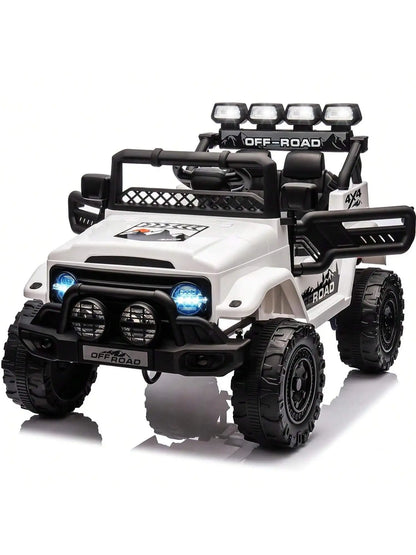 HAUSPROFI 12V Kids Electric Car, With Remote Control,Seat Belt,LED Lights,ATV 4 Wheels,Bluetooth Speaker,3-Speeds,Suspension, for 3+ Years