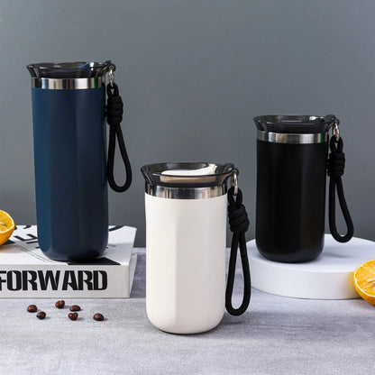 Vacuum Insulated Coffee Travle Mug Stainless Steel Thermo Bottle Cup Thermal Tumbler With Carrying Ring Flask for Hot Cold Drink