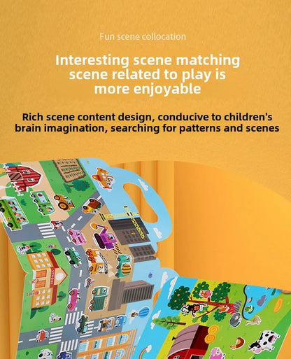 Reusable Bubble Sticker Book for Kids - Multi-Themed Educational Learning Activities, Washable & Safe Toddler Stickers