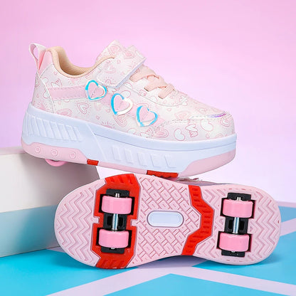 Roller Skate Shoes Kids Sneakers With Wheels Children Roller Skates Fashion Outdoor Sports Shoes Girls Boys Gifts Breathable New