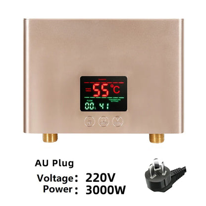 110V 220V Instant Water Heater Kitchen Bathroom Wall Mounted Electric Water Heater Hot Water Shower with LCD Temperature Display