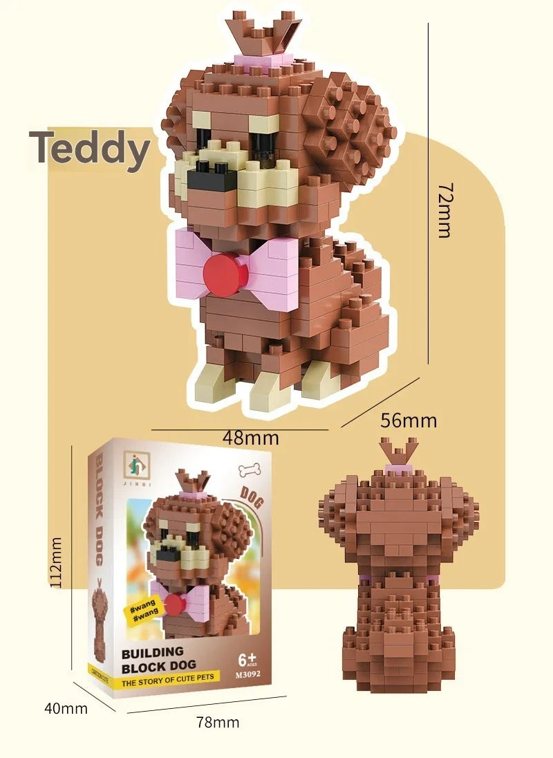 DIY Creative Micro Building Blocks Set  Dogs  Cartoon Character Models DIY Educational Toys For Children Birthday Gift