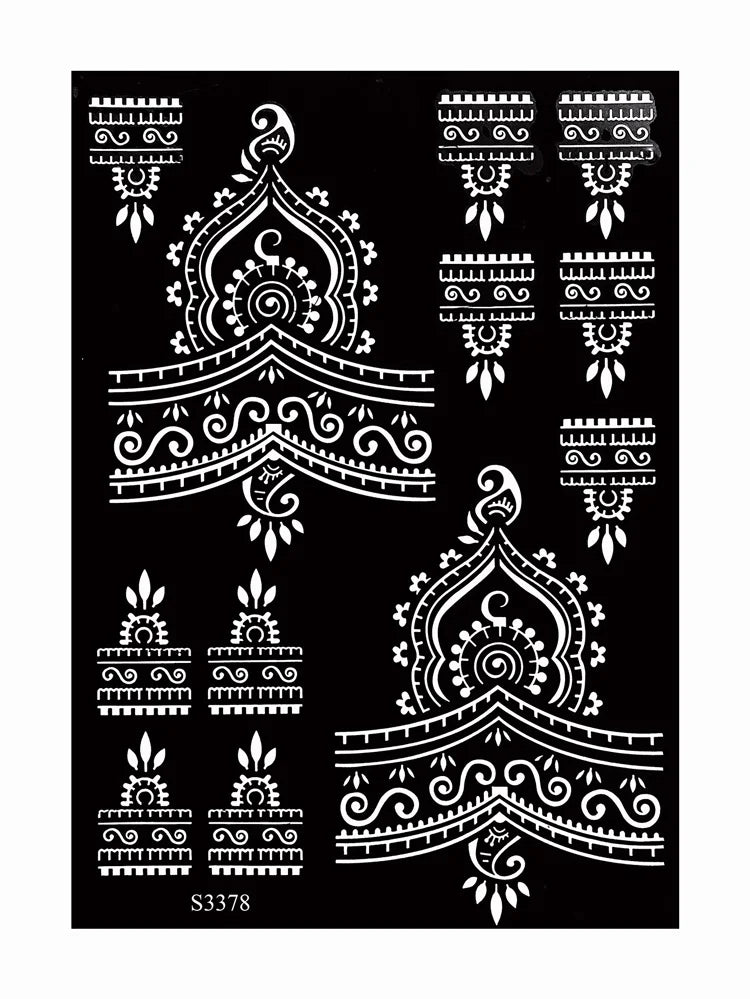 Flower Tattoo Stencil Reusable Henna Template for Hand and Body Henna Tattoo Design for Wedding Festival Party Tattoo Tools