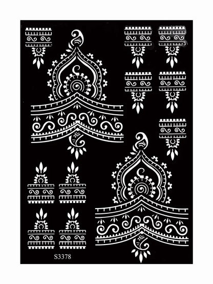Flower Tattoo Stencil Reusable Henna Template for Hand and Body Henna Tattoo Design for Wedding Festival Party Tattoo Tools