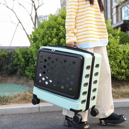 2026 Pet Trolley Luggage Portable Pet Outing Bag Transparent Space Cabin Pet Cart Handheld Cat Bag