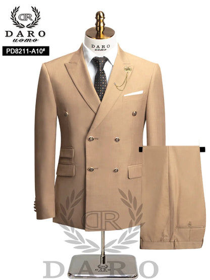 DAROuomo 2026 Men's Slim Fit Formal Business Suit 2Pcs Set - DR8211 (Jacket + Pants) for Work Wear