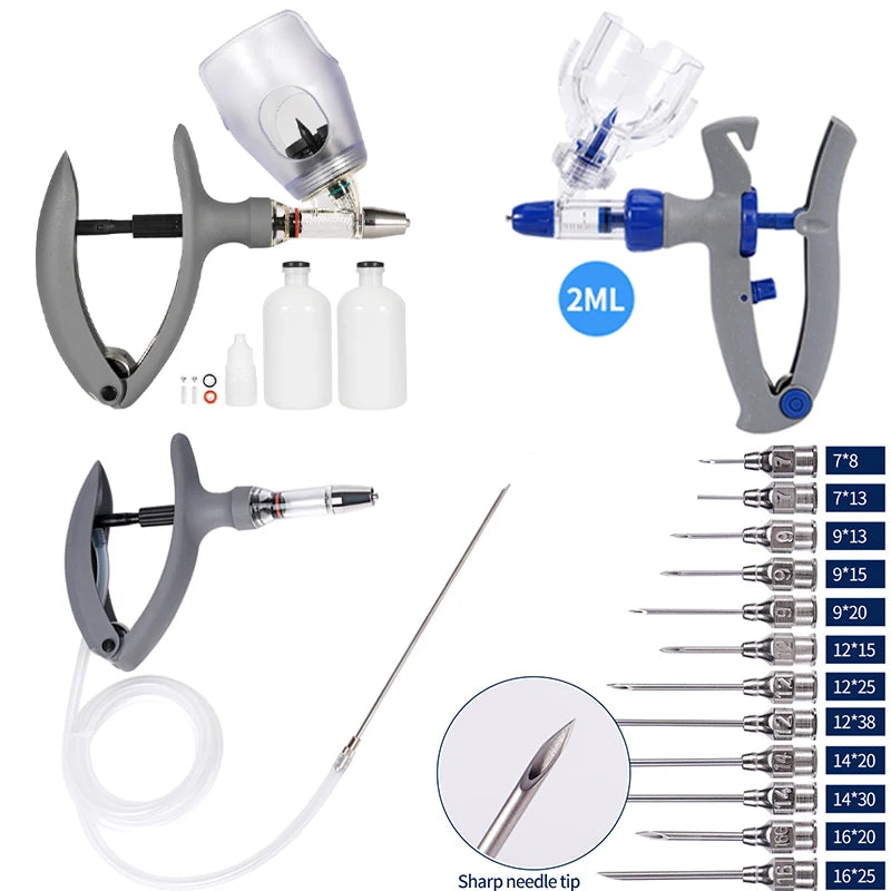 1ml-10ml Veterinary Automatic Continuous Syringe Adjustable Vaccine Injection 10pcs Needle for Livestock Pig Cow Sheep Chicken