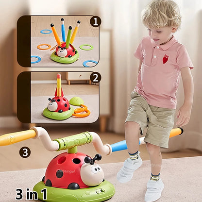Musical Jump Sports Toys Toss Multifunction Ring Game Toy and Rocket Launcher for Kids Fitness Training Outdoor Game Gifts