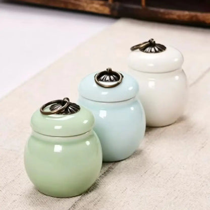C18 Mini Ceramic Memorial Pet Urn Portable Airtight Container for Dog Cat Ashes Pet Hair Tiny Keepsake Storage Memorials Gifts