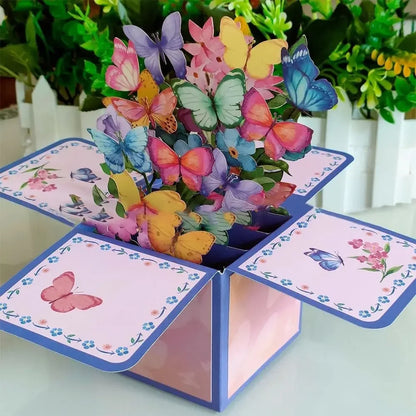 Pop Up 3D Greeting Card Paper Flowers Bouquet Postcard for  Birthday Mothers Father's Day Graduation Wedding Valentine's Day