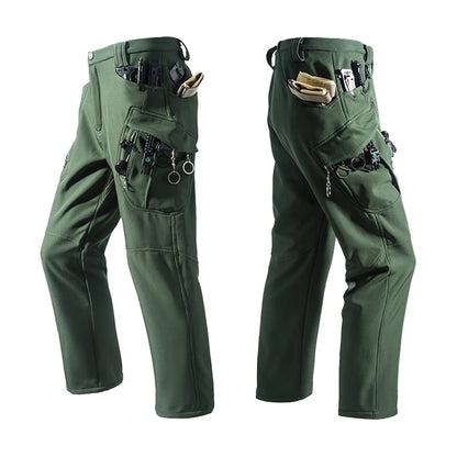 Men's City Cargo Autumn Winter Fleece Softshell Hiking Pants Fishing Climbing Trekking Casual Hunting Camping Trousers M-5XL