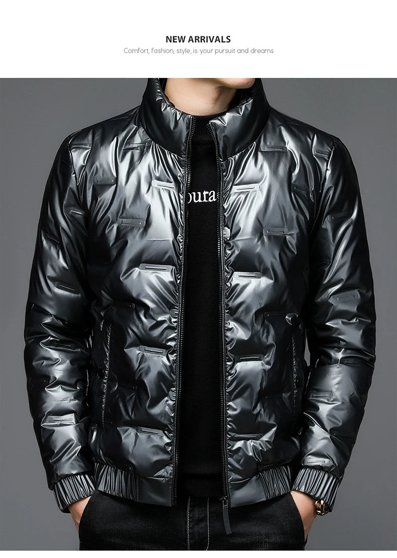80%  White Duck Down Coat 2024 Trendy Fashion Winter Stand Collar Warm Sport Jacket Men's Thermal Thick Outwear